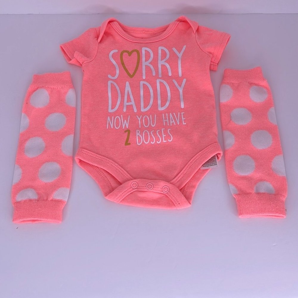 Baby Starter Pink Onesie With Leg Warmer Size: 3 Months